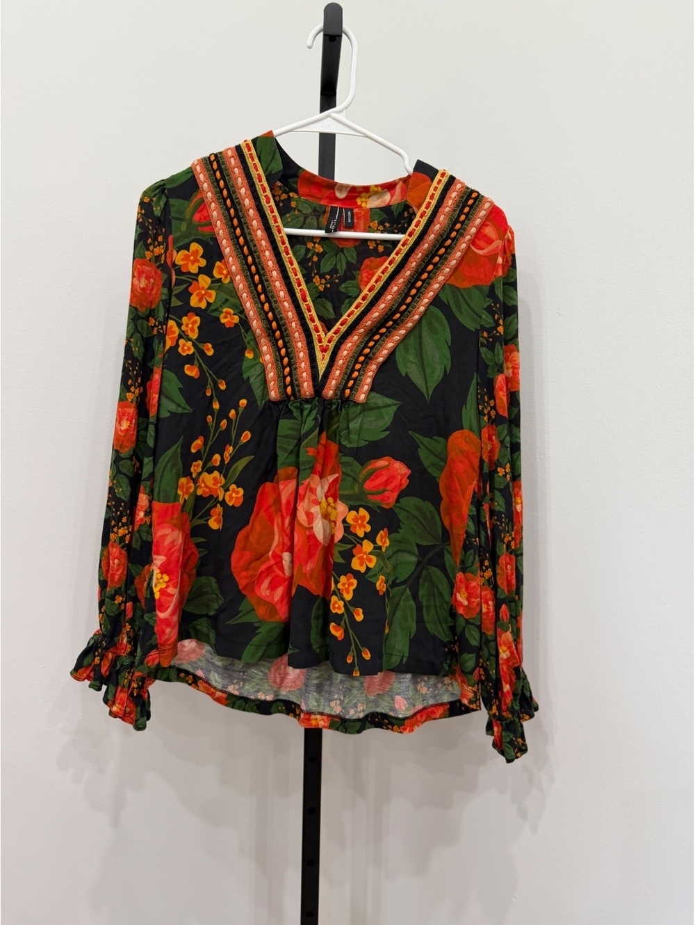 Blank London Medium Floral Embroidered V-Neck Blouse